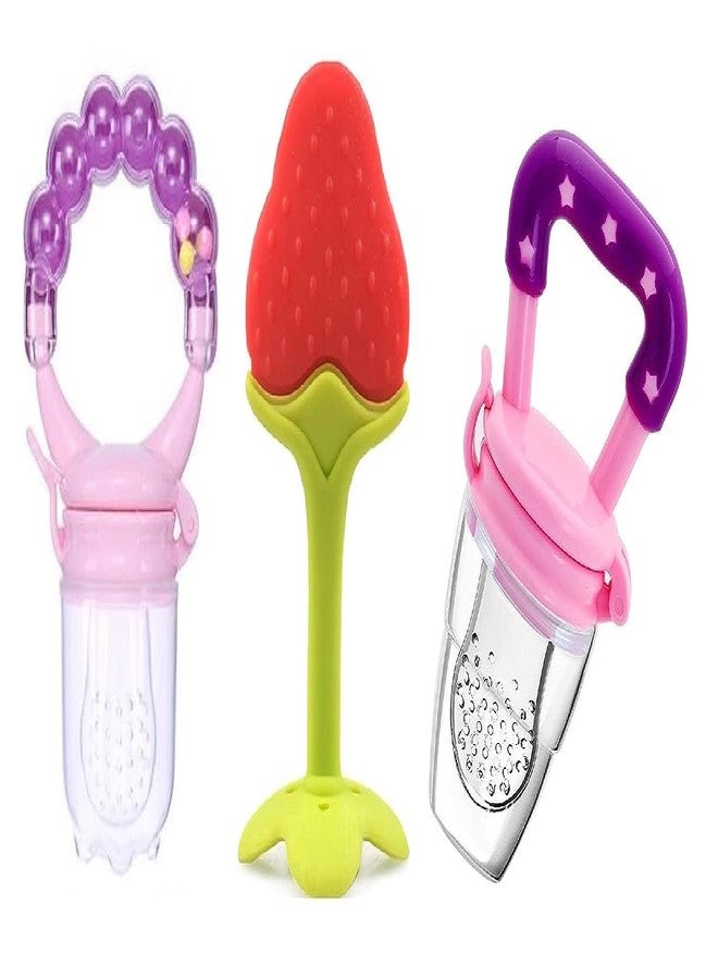 FIRAGE 3‑Piece Baby Food Feeder Set for 6‑12 Months | Fruit Pacifier | Soft Silicone Food Nibbler | Teething Toy | BPA Free Training Feeder for Self‑Feeding | Easy Clean | Safe Design - Image 1