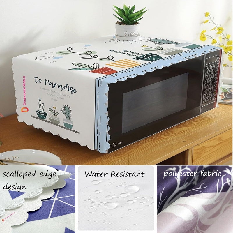 STUTI WORLD Waterproof Microwave Oven CoverOven Top CoverMicrowave Oven Dust Proof Cover Attractive Modern Design Kitchen decor Small Appliances Cover Plant Paradise Oven Cover 100X35 CM - Image 2