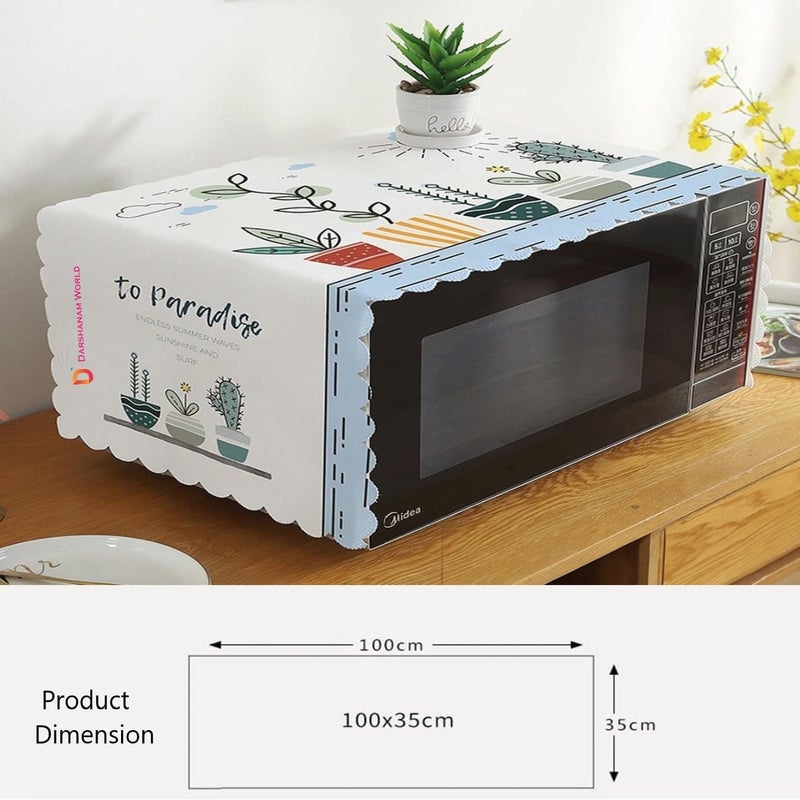 STUTI WORLD Waterproof Microwave Oven CoverOven Top CoverMicrowave Oven Dust Proof Cover Attractive Modern Design Kitchen decor Small Appliances Cover Plant Paradise Oven Cover 100X35 CM - Image 3