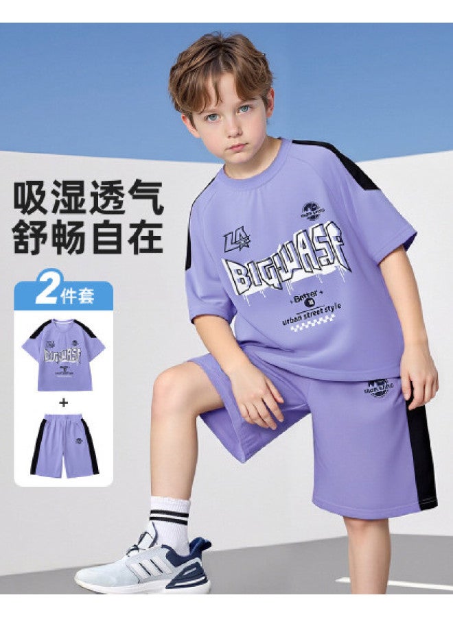 Bumblebee Boys' Short Sleeve Set Summer 2025 New Trendy Cool & Stylish Kids' Sportswear Two-piece Outfit - Image 1