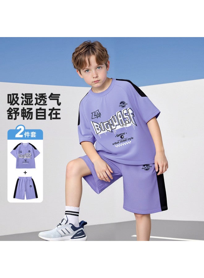 Bumblebee Boys' Short Sleeve Set Summer 2025 New Trendy Cool & Stylish Kids' Sportswear Two-piece Outfit - Image 2