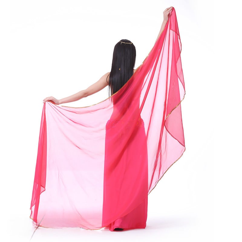 250x120cm Chiffon Belly Dance Veil rose red  - Image 1