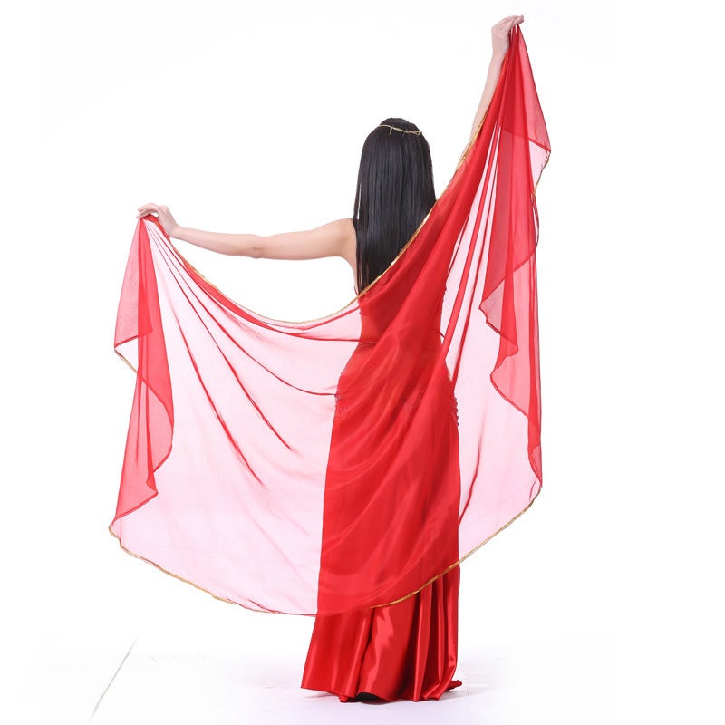 250x120cm Chiffon Belly Dance Veil rose red  - Image 2