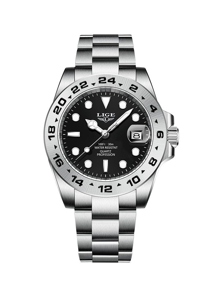 LIGE Men's Metal Strap Date Display Watches Business Classic Waterproof Luxury Wristwatches for Men  - Image 1