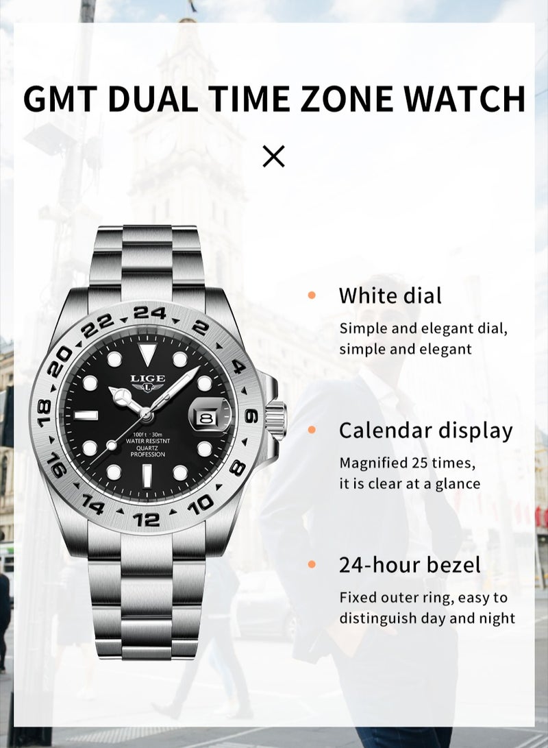 LIGE Men's Metal Strap Date Display Watches Business Classic Waterproof Luxury Wristwatches for Men  - Image 5