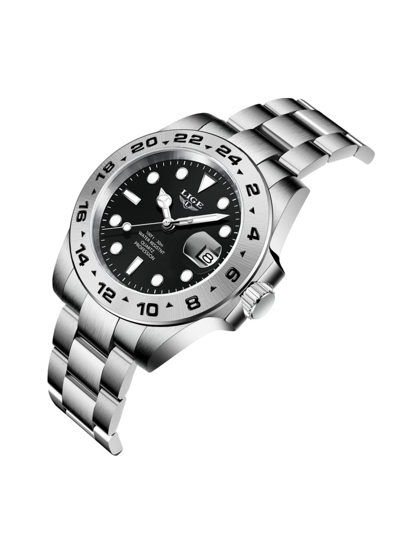 LIGE Men's Metal Strap Date Display Watches Business Classic Waterproof Luxury Wristwatches for Men  - Image 2