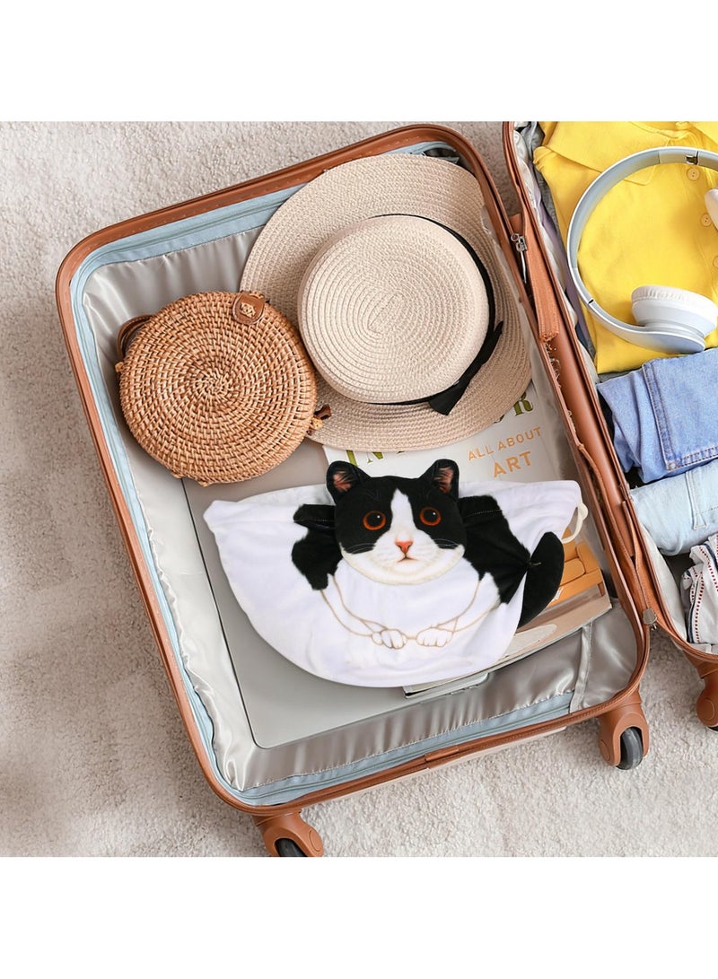 SYOSI Drawstring Makeup Bag, Cat Makeup Bag, Travel Makeup Organizer, Cosmetic Pouch Bag, Cat Gift for Women, Plush Cat Paw Makeup Bag with Drawstring, Lay Flat Makeup Bag Gifts for Cat Lovers - Image 5