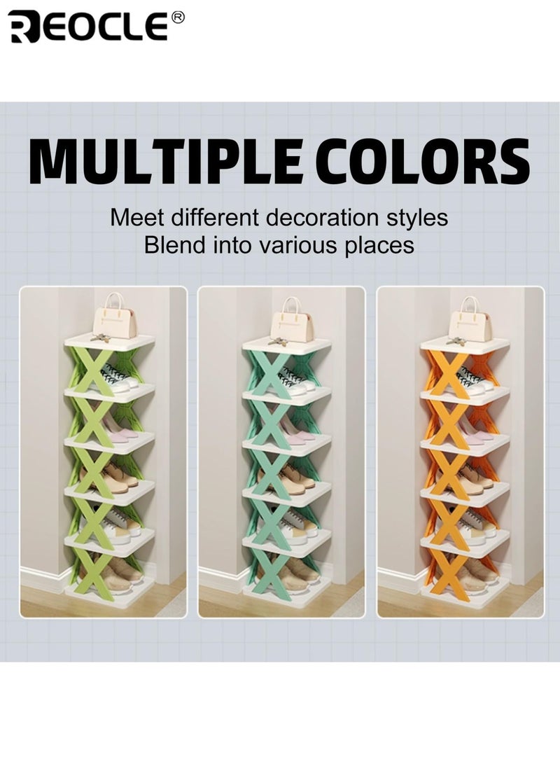 REOCLE 9-Tier Space-Saving Vertical Shoe Rack Stackable Plastic Shoe Organizer Holds 9 Pairs Tool-Free Assembly for Entryway Closet Dormitory Bathroom - Image 2