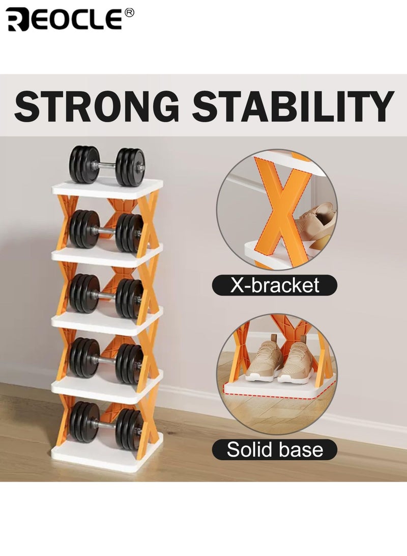 REOCLE 9-Tier Space-Saving Vertical Shoe Rack Stackable Plastic Shoe Organizer Holds 9 Pairs Tool-Free Assembly for Entryway Closet Dormitory Bathroom - Image 4