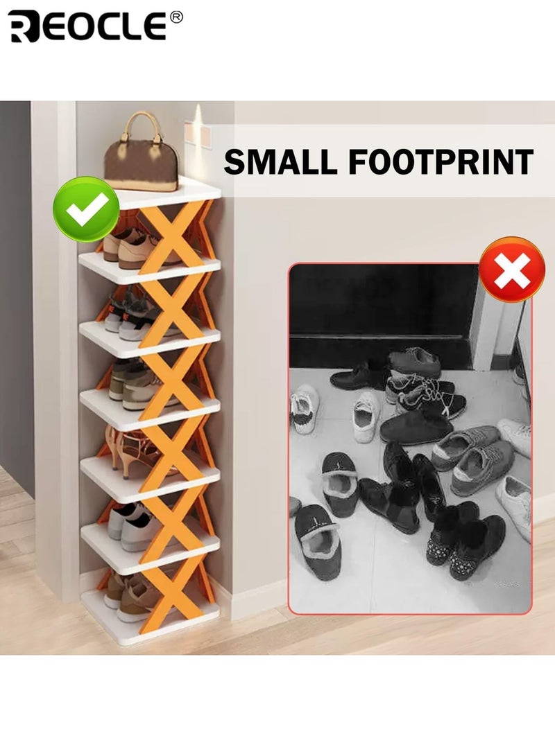 REOCLE 9-Tier Space-Saving Vertical Shoe Rack Stackable Plastic Shoe Organizer Holds 9 Pairs Tool-Free Assembly for Entryway Closet Dormitory Bathroom - Image 3
