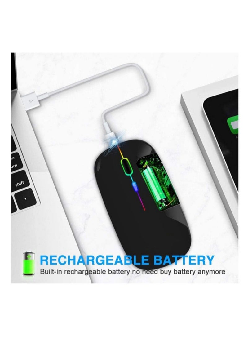 Slim Bluetooth Wireless Mouse – Dual Mode (Bluetooth and USB) – Rechargeable LED Optical Mouse for Laptop, PC, and Mobile Devices - Image 2