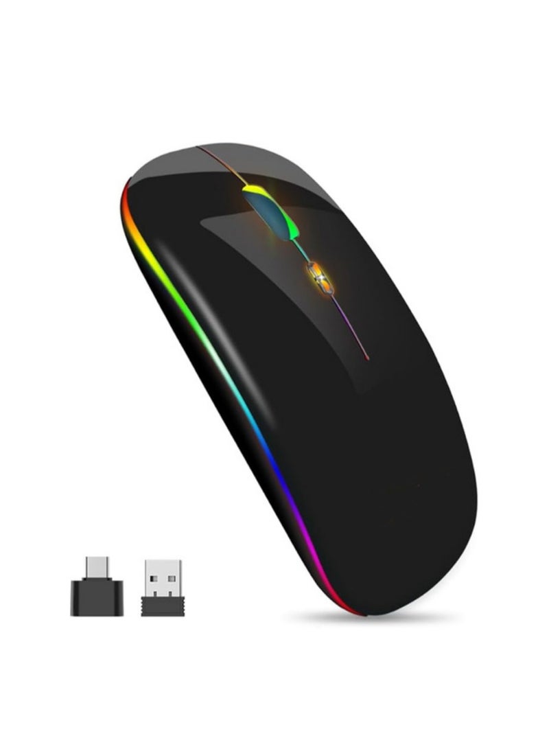 Slim Bluetooth Wireless Mouse – Dual Mode (Bluetooth and USB) – Rechargeable LED Optical Mouse for Laptop, PC, and Mobile Devices - Image 1