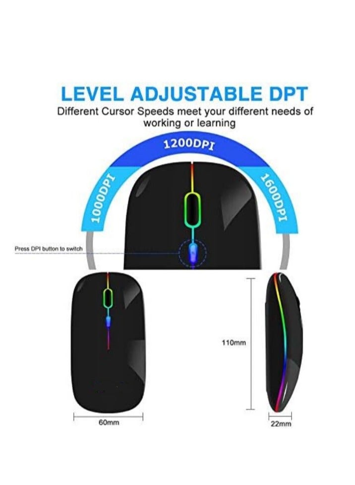 Slim Bluetooth Wireless Mouse – Dual Mode (Bluetooth and USB) – Rechargeable LED Optical Mouse for Laptop, PC, and Mobile Devices - Image 3