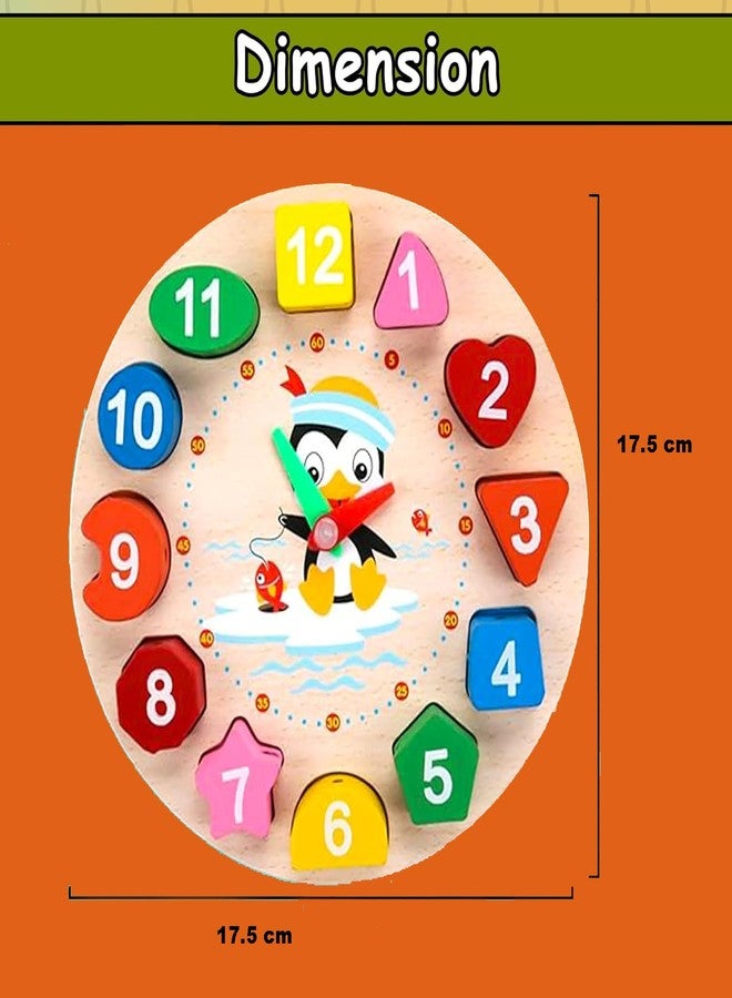 Urbane Chic Wooden Learning Clock with Bead Lace, Educational Digital Analog Numbers, Shapes Toys for Kids - Multicolour - Image 3