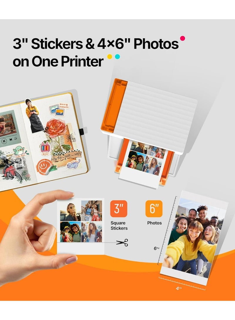 Liene Amber M110 Bluetooth Dual Photo Printer Bundle – 4x6” & 3x3” Instant Dye-Sublimation Printer, Includes 60 Sheets (Photo & Sticker) + Ink Cartridge - Image 2