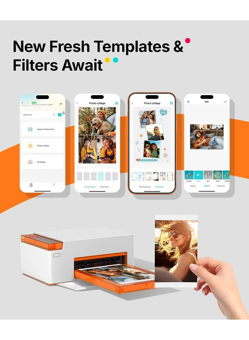 Liene Amber M110 Bluetooth Dual Photo Printer Bundle – 4x6” & 3x3” Instant Dye-Sublimation Printer, Includes 60 Sheets (Photo & Sticker) + Ink Cartridge - Image 5