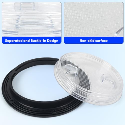 VEITHI 6" Boat Hatch Deck Plate - Marine Access Hatch Round with Detachable Cover for RV Marine Boat Kayaks Yacht - Boat Hatch Cover Circular Non Slip Inspection Hatch with Screws(Black Transparent - Image 4