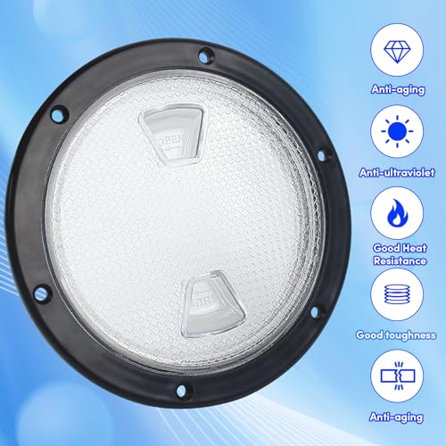 VEITHI 6" Boat Hatch Deck Plate - Marine Access Hatch Round with Detachable Cover for RV Marine Boat Kayaks Yacht - Boat Hatch Cover Circular Non Slip Inspection Hatch with Screws(Black Transparent - Image 3