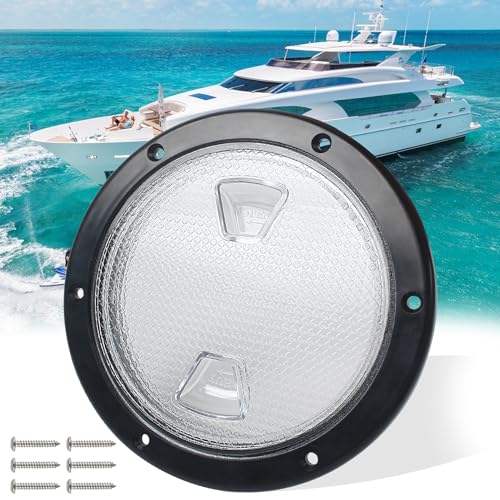 VEITHI 6" Boat Hatch Deck Plate - Marine Access Hatch Round with Detachable Cover for RV Marine Boat Kayaks Yacht - Boat Hatch Cover Circular Non Slip Inspection Hatch with Screws(Black Transparent - Image 1