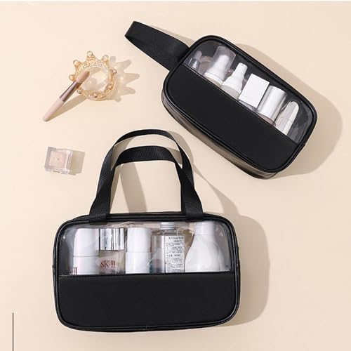 Gowloz Wash Bag Set of 3 – Waterproof Travel Toiletry Bags for Men & Women | Large Capacity Makeup, Shaving & Cosmetic Organizer Pouches with Zipper (Black) - Image 2