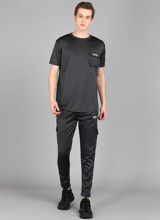 PREEN Black Round Neck T-Shirt and Trousers Co-Ords - Image 1