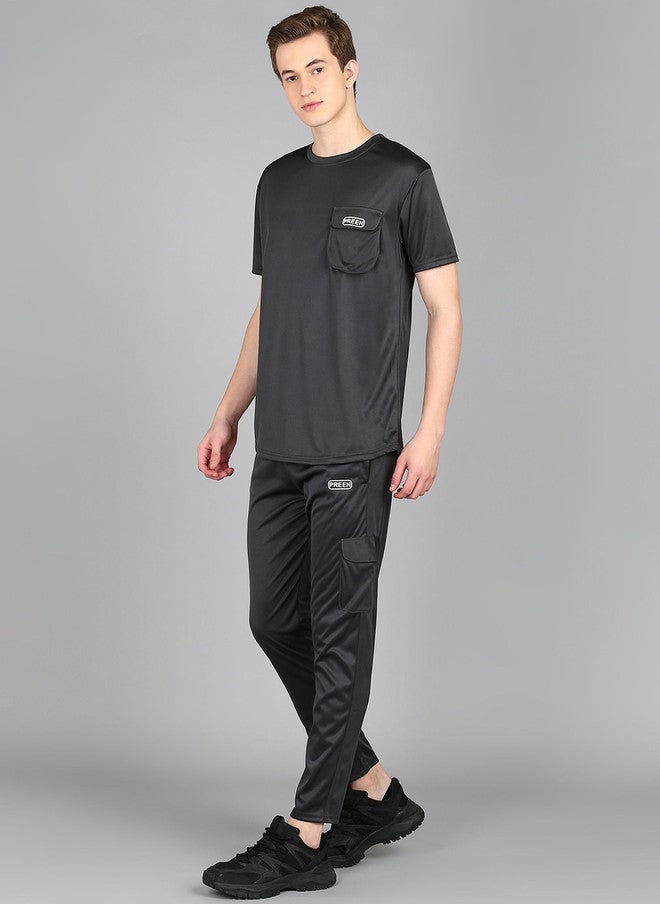 PREEN Black Round Neck T-Shirt and Trousers Co-Ords - Image 4