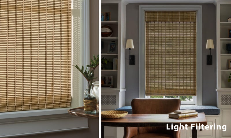 LazBlinds No Tools No Drill Cordless Bamboo Roman Shades, Light Filtering Window Treatment, Roll Up Bamboo Blinds for Windows 27'' W x 64'' H, Natural 306 - Image 5