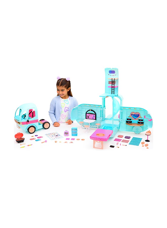 L.O.L. SURPRISE! Glam N' Go Camper 4-in-1 Transforming Playset with 50+ Surprises, Car, House, Fashion Runway, Pool, 360° Play, DJ Booth, Storage, Stylish Camping Adventure Toy Gift for Kids Girls 3+ - Image 1