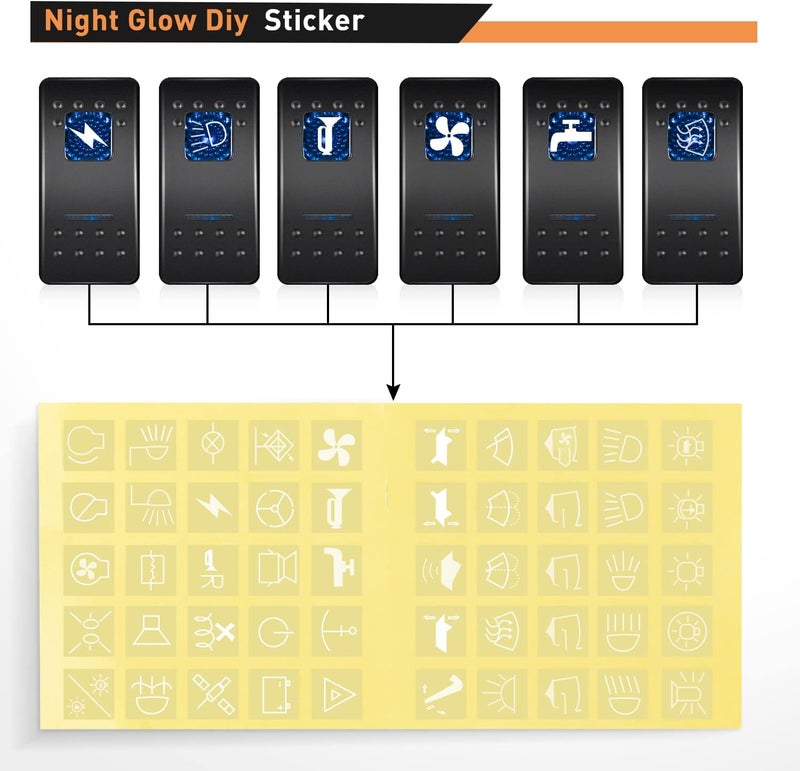 Nilight 8 Gang Aluminum Rocker Switch Panel Toggle Dash 5 Pin ON, Off Pre-Wired Rocker Switch Blue Backlit Switch for Automotive Car Marine Boat RV - Image 5