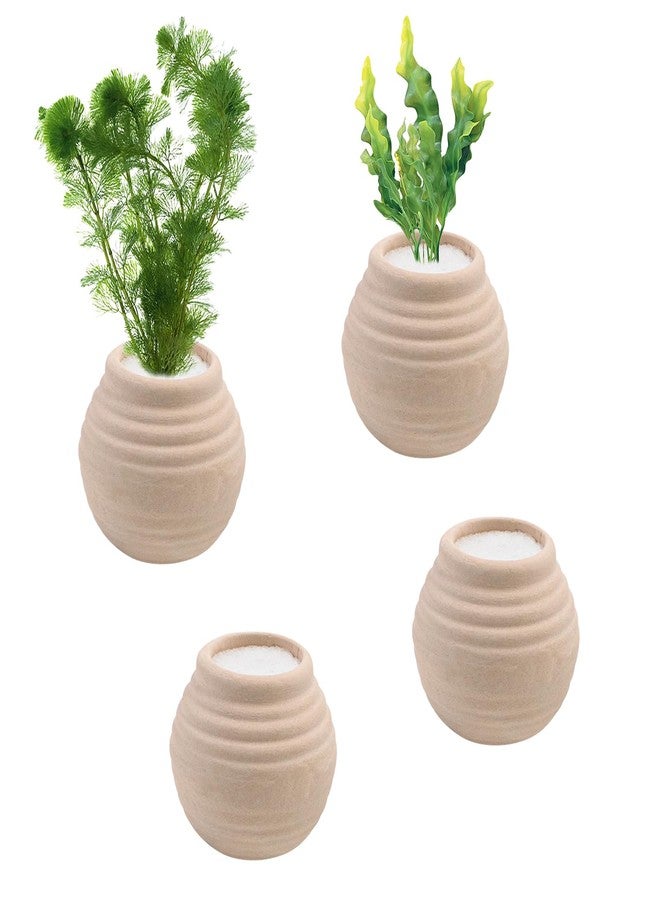 Hiyoo 4 Pack Aquatic Plants Fixed Ring Set, Anti-Floating Ceramic Planter for Fixing Water Plants, Aquarium Decoration Fish Tank Accessories Landscaping Ornaments, White - Image 1