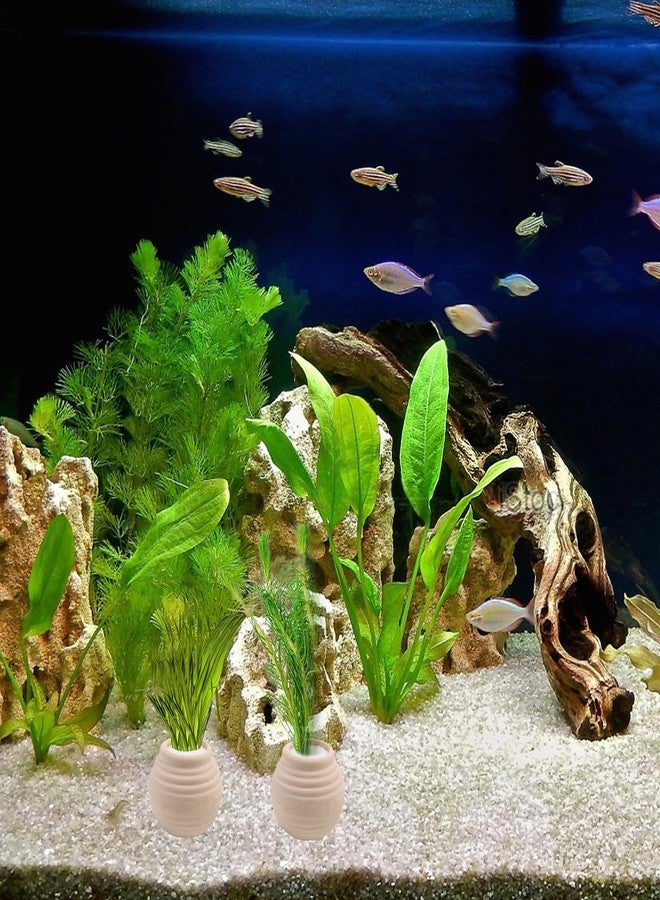 Hiyoo 4 Pack Aquatic Plants Fixed Ring Set, Anti-Floating Ceramic Planter for Fixing Water Plants, Aquarium Decoration Fish Tank Accessories Landscaping Ornaments, White - Image 5