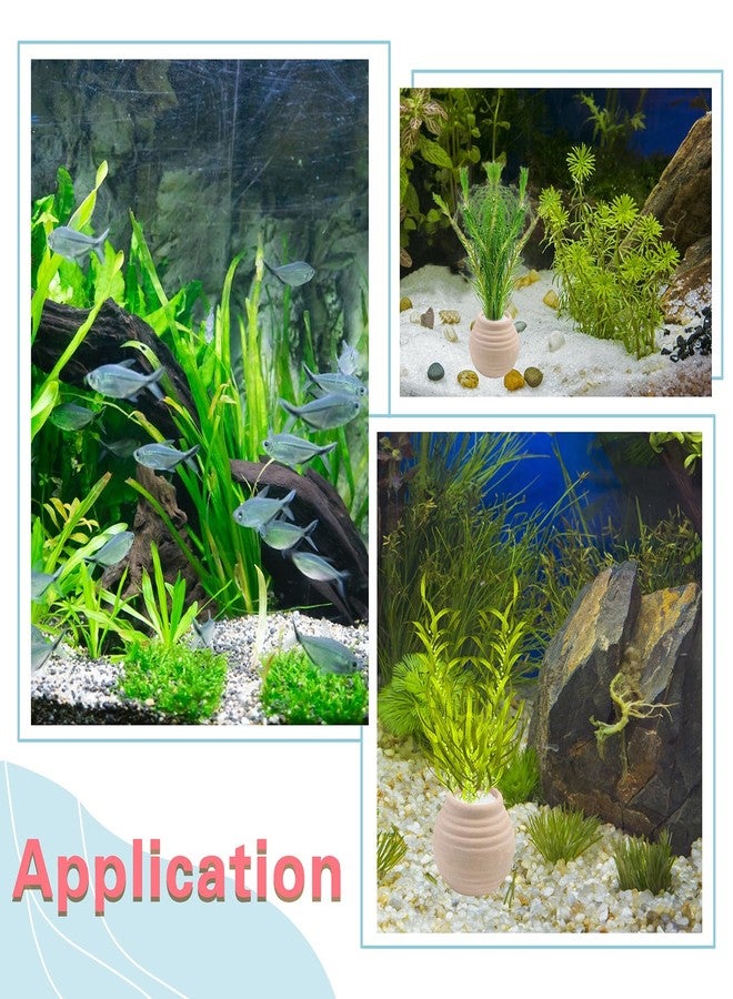 Hiyoo 4 Pack Aquatic Plants Fixed Ring Set, Anti-Floating Ceramic Planter for Fixing Water Plants, Aquarium Decoration Fish Tank Accessories Landscaping Ornaments, White - Image 4