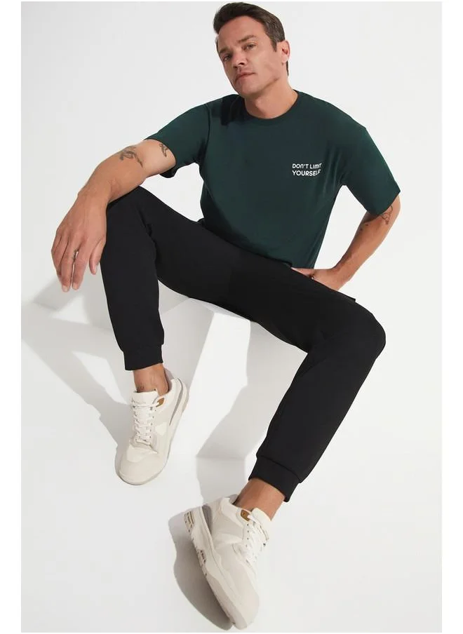 جون June Men Oversize 100% Cotton Slogan Printed Tshirt Teal