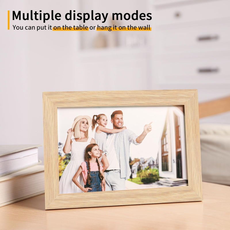 puthiac 5x7 Oak Wood Picture Frame - Minimalist 5x7 Picture Frame  5""x7"" Frame Wood  Natural Solid Wooden Picture Frames for Wall Art Photo and Prints(3 Pack  Beige) - Image 5