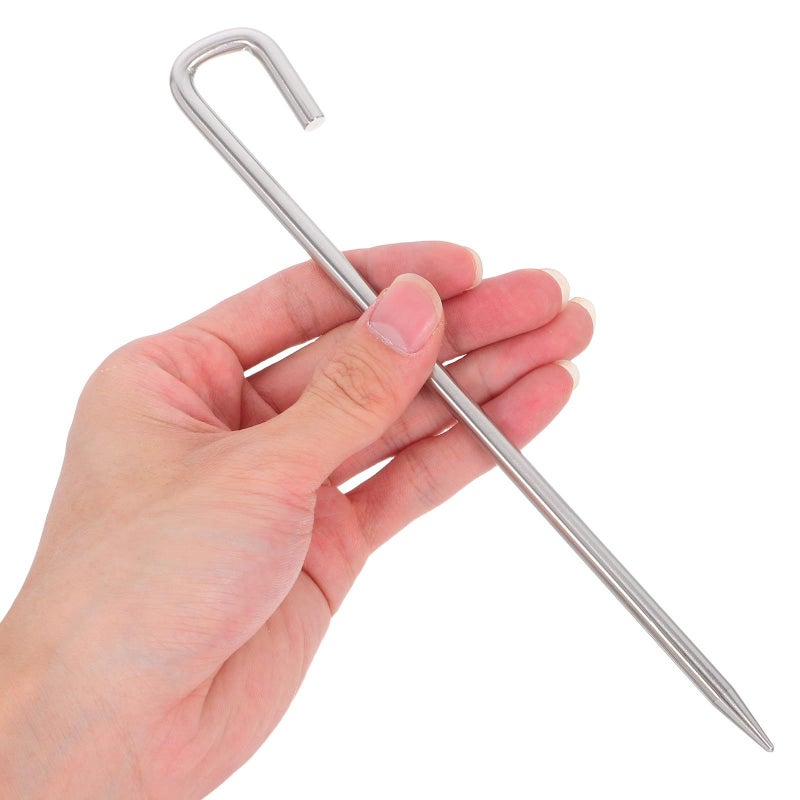 20cm Stainless Steel Tent Pegs 6pcs Lightweight Windproof Ground Stakes for Camping Hiking Tarp Fixing - Image 5