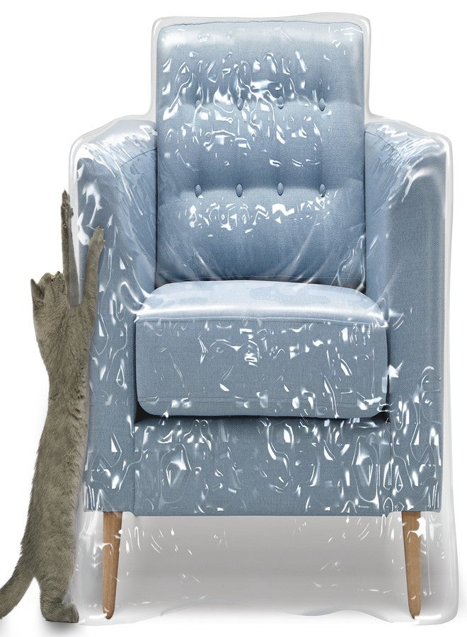 MEMINIM Plastic Recliner Armchair Cover For Pets | Cat Scratching Protector Clawing Deterrent | Heavy Duty Thick Clear Vinyl Chair Slipcover | Waterproof Plastic Furniture Covers For Storage And Moving - Image 1