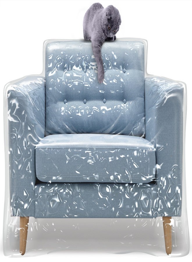 MEMINIM Plastic Recliner Armchair Cover For Pets | Cat Scratching Protector Clawing Deterrent | Heavy Duty Thick Clear Vinyl Chair Slipcover | Waterproof Plastic Furniture Covers For Storage And Moving - Image 5