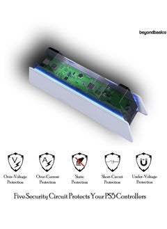 Beyond Basics Beyond Basics Ps5, Ps5 slim, Ps5 Pro Controller Charger Dual sense Controller Charging Dock Station Fast Dual Charger Usb type C With Blue Light Led Indicator Gift - White.  - Image 2