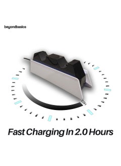 Beyond Basics Beyond Basics Ps5, Ps5 slim, Ps5 Pro Controller Charger Dual sense Controller Charging Dock Station Fast Dual Charger Usb type C With Blue Light Led Indicator Gift - White.  - Image 3