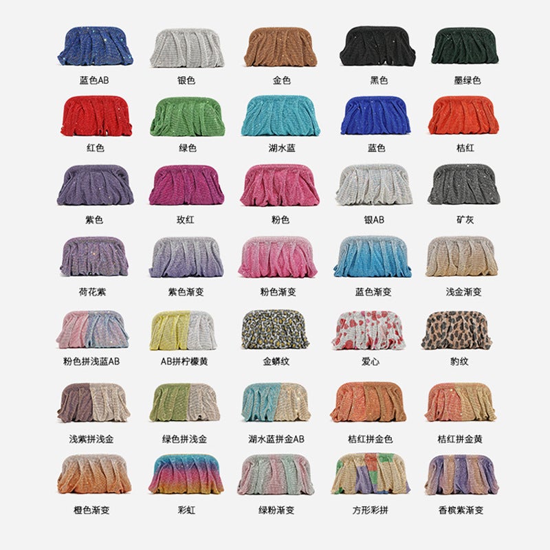 Selling Evening Bag Women'S Bag 2026 New Fashion Chain Shoulder Acrylic Full Diamond Cloud Clip Bag - Image 3