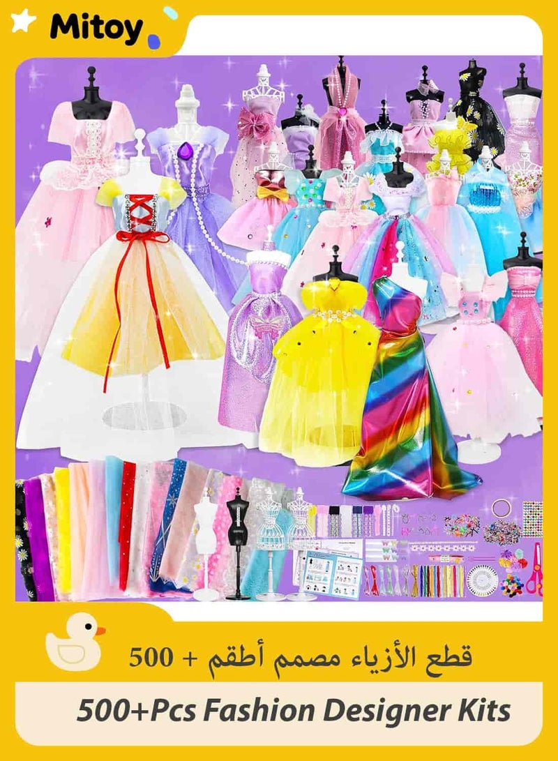 ميتوي 500 + قطعة مجموعات مصمم الأزياء للفتيات ، مجموعة الخياطة العارضات 24 النسيج و إكسسوارات دمي الإبداع لتقوم بها بنفسك الفنون لعب للتعلم - Image 1