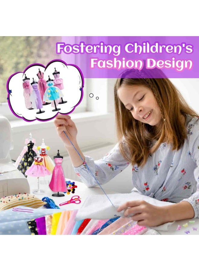 ميتوي 500 + قطعة مجموعات مصمم الأزياء للفتيات ، مجموعة الخياطة العارضات 24 النسيج و إكسسوارات دمي الإبداع لتقوم بها بنفسك الفنون لعب للتعلم - Image 5