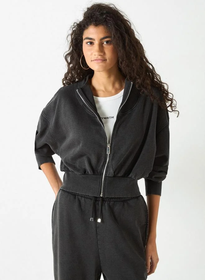 لي كوبر سويت شيرت سادة بأكمام طويلة وسحاب إغلاق من لي كوبر