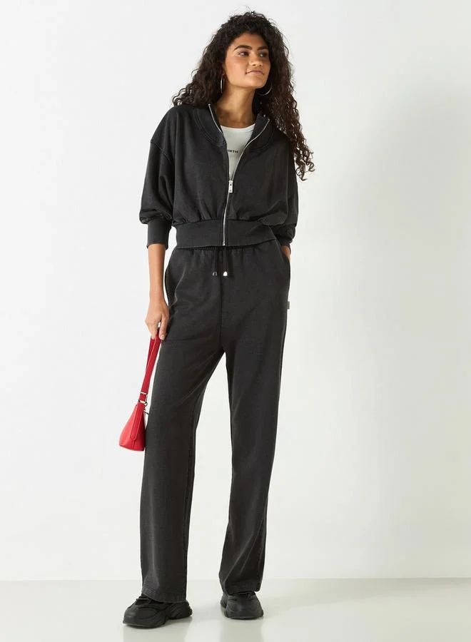 لي كوبر سويت شيرت سادة بأكمام طويلة وسحاب إغلاق من لي كوبر