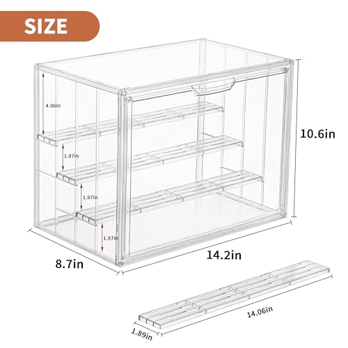 ZLLZUU Clear Acrylic Display Case for Figures 4 Layer Figure Display Shelf with 3 Movable Plate Stackable Display Box with Magnetic Door for Collectibles 1 Pack - Image 5