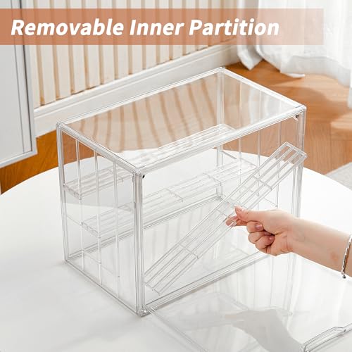 ZLLZUU Clear Acrylic Display Case for Figures 4 Layer Figure Display Shelf with 3 Movable Plate Stackable Display Box with Magnetic Door for Collectibles 1 Pack - Image 2