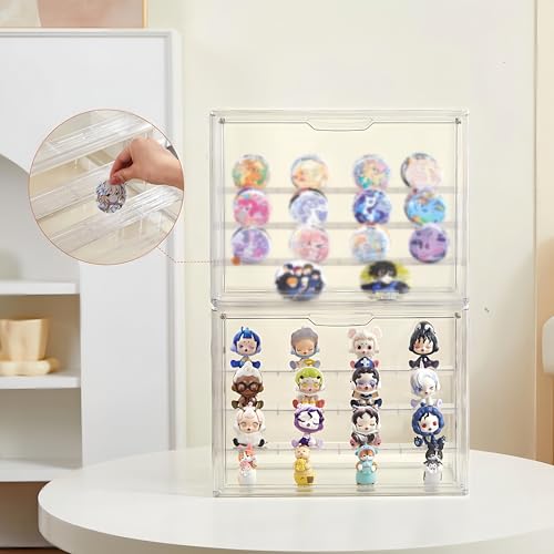 ZLLZUU Clear Acrylic Display Case for Figures 4 Layer Figure Display Shelf with 3 Movable Plate Stackable Display Box with Magnetic Door for Collectibles 1 Pack - Image 4