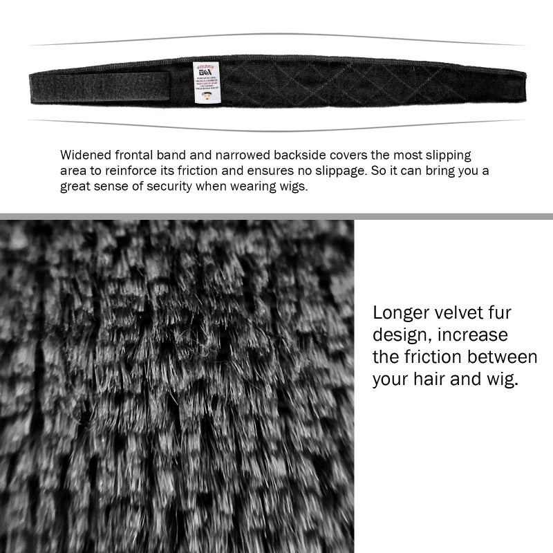 gexworldwide GEX Wig Grip Band Adjustable Velvet Non-Slip Breathable Head Band to Keep Wig Secured and Prevent Headaches (Black) - Image 5