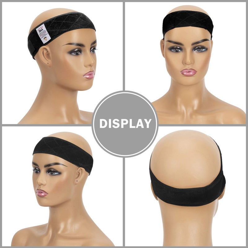 gexworldwide GEX Wig Grip Band Adjustable Velvet Non-Slip Breathable Head Band to Keep Wig Secured and Prevent Headaches (Black) - Image 2