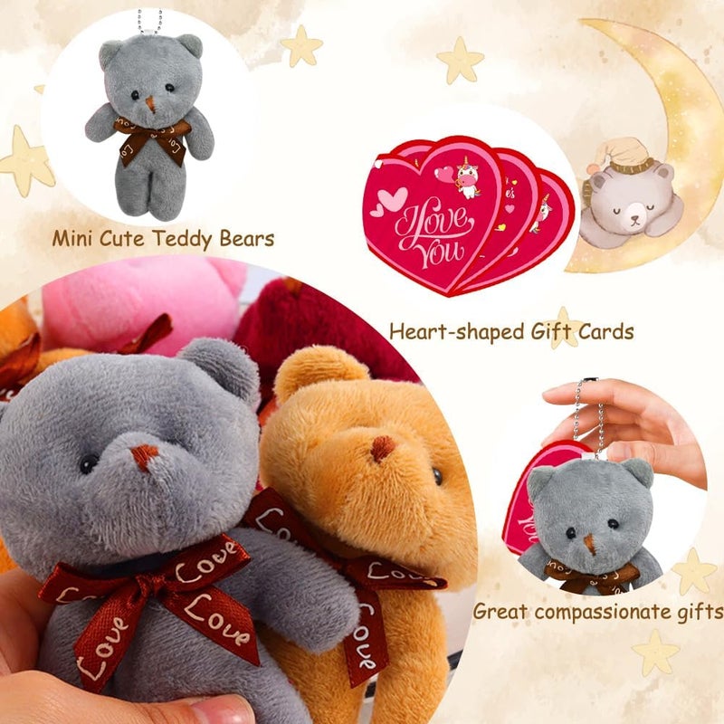 LUKBERA 28 Packs Valentine's Day Heart Cards for Kids with Mini Teddy Bear, Small Animal Plush Toys for Kids Valentines Day Gifts School Classroom Exchange - Image 4